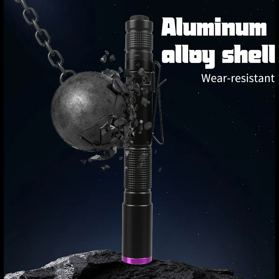 Portable UV Flashlight UV 395NM Aluminum Alloy Torch Camping Ultraviolet Flashlights For Pet Stacks Fluorescent Detection