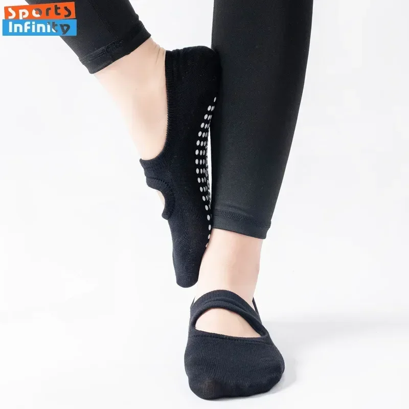 1pair EUR 35-42 Silicone Anti-Slip Fashion Backless Yoga Socks Women Pilate Socks Indoor Ballet Dance Gym Fitness Sports Socks