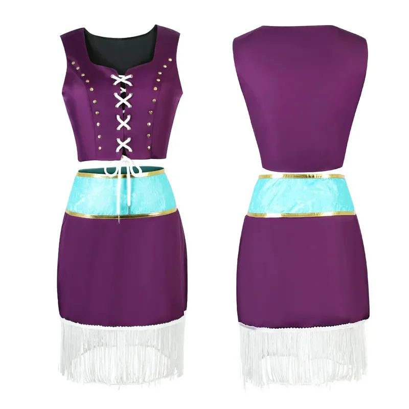 Anime Nico Robin Costume Cosplay Cappello Abito viola Uniforme Collo lungo in pelliccia Mantello bianco Vestito punk Halloween per Halloween per adulti