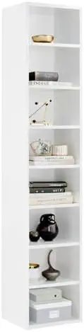 71.5" Tall Narrow Bookshelf, 8-Tier Cube Display Rack, Modern Corner Bookshelf with Storage Space, CD Storage Cabinet