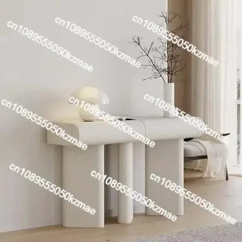 48 Inch Modern Entryway Console Table with Individual Drawers, Luxe Entrance Design Faux Leather Storage Table