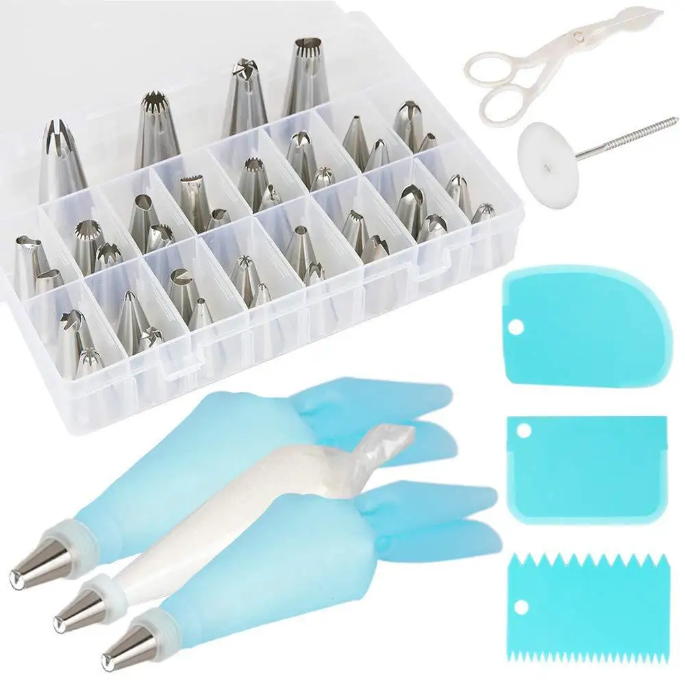 

56Pcs/Set Piping Nozzle Set Cake Nozzle Milk Nozzle Piping Bag Scraper Cake Decoration Accessories Pastry And Bakery Accessories