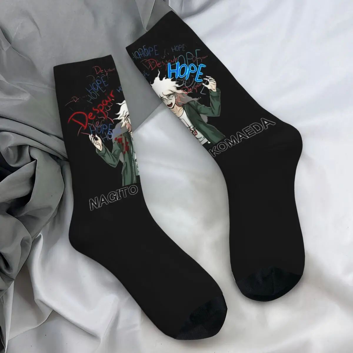 Men's Socks Nagito Komaeda Voice Danganronpa Makoto Stockings Winter Funny Quality Socks Custom Outdoor Sports Non Slip Socks