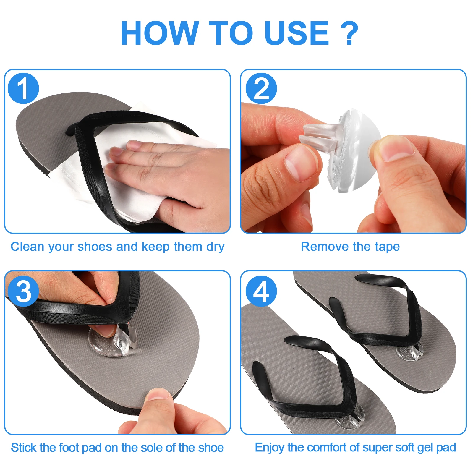 6ペア ソフトフリップフロップ ジェルクッションパッド つま先プロテクター トングサンダル用インサート ガード インソール シューズグリップパッド 中足骨パッド