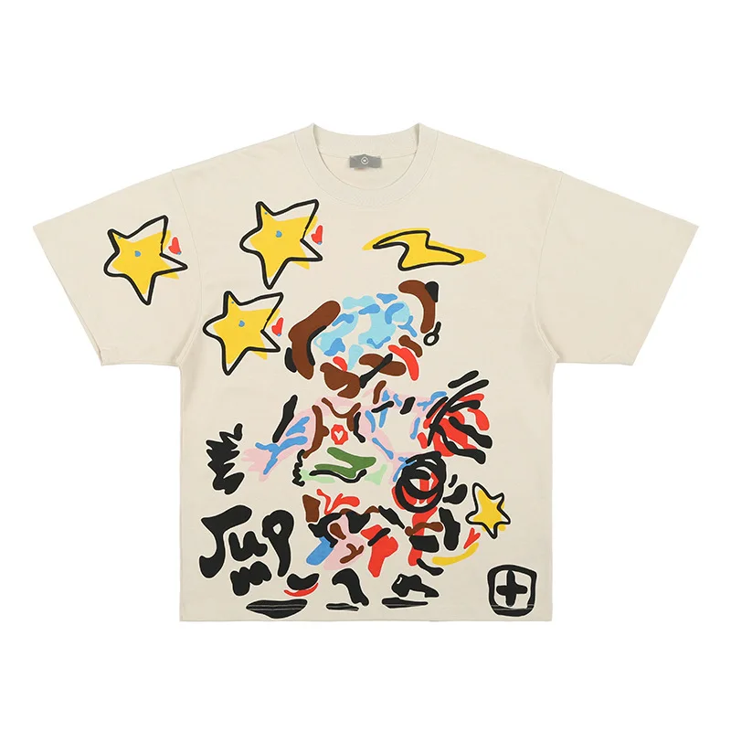 

SUPER WAY Hip Hop Punk Streetwear Y2K T-Shirt Harajuku Graffiti Star Graphic Print Loose Tshirt Fashion Men Casual Oversize