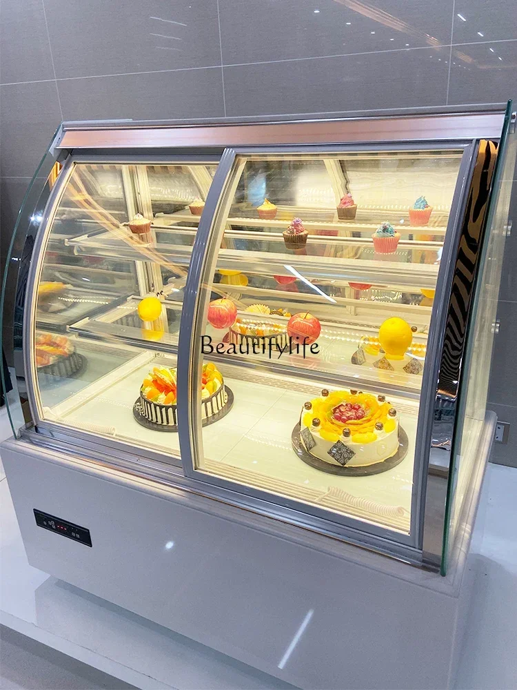 Arc Front Door Cake Refrigerated Display Cabinet Glass Air-Cooled Fruit Pastry Dessert Fresh-Keeping