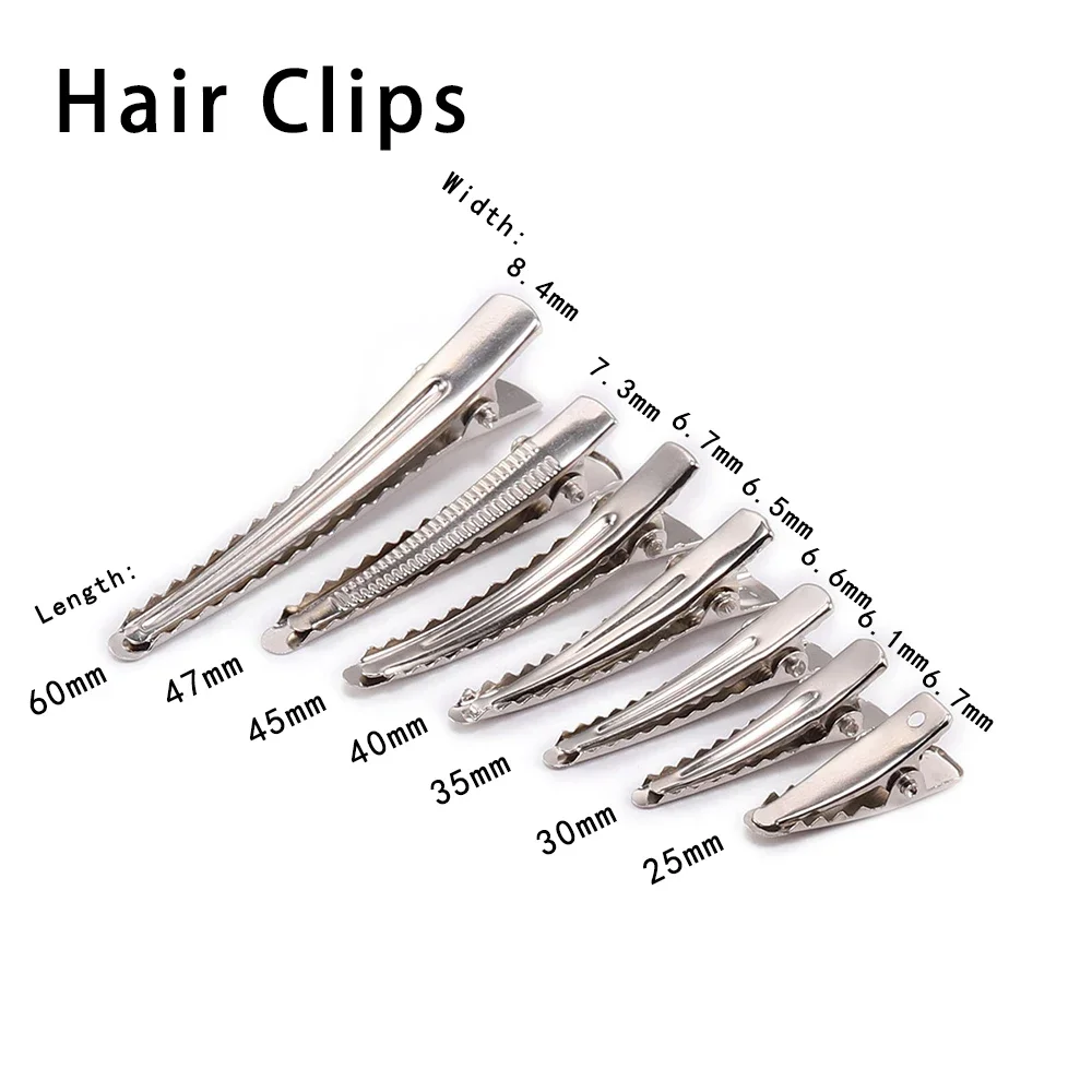 20/50pcs 25-60mm Hair Clip For Jewelry Making Single Prong Alligator Hairpin With Teeth Blank Setting Base For DIY Hair Clips