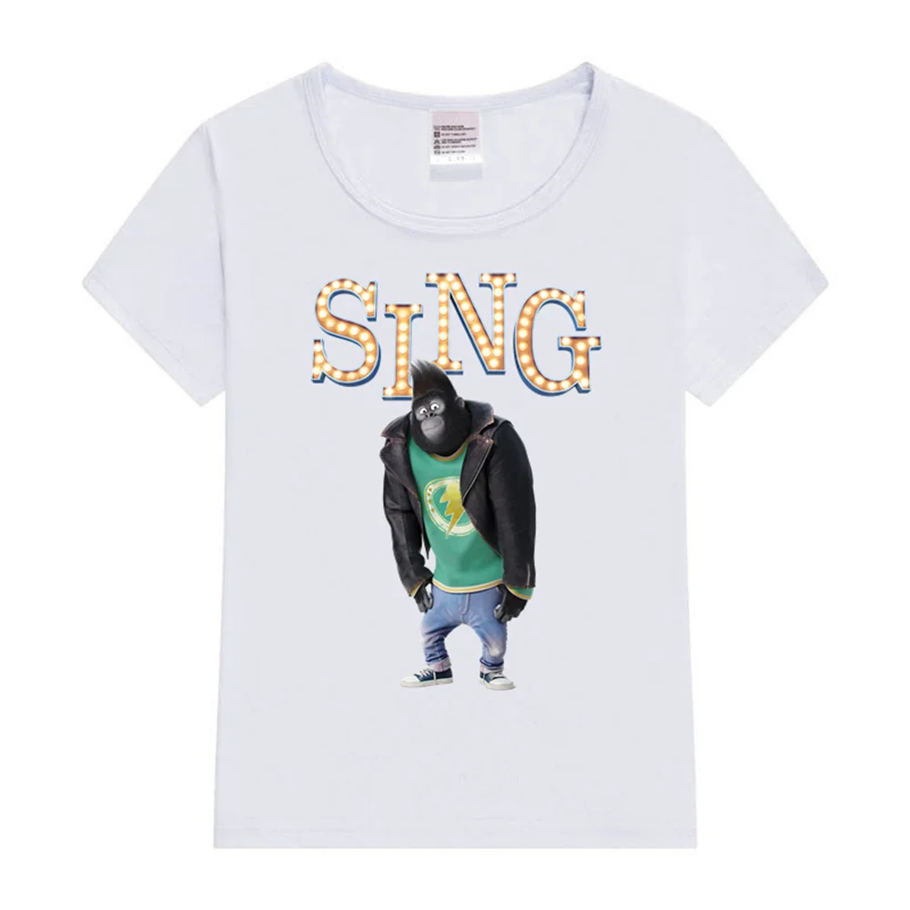 Johnny Gorilla Sing T-shirt Kids Sing Movies TShirts Summer Short Sleeve Top Hip Hop Streetwear Boys Girls Harajuku Fashion Tees