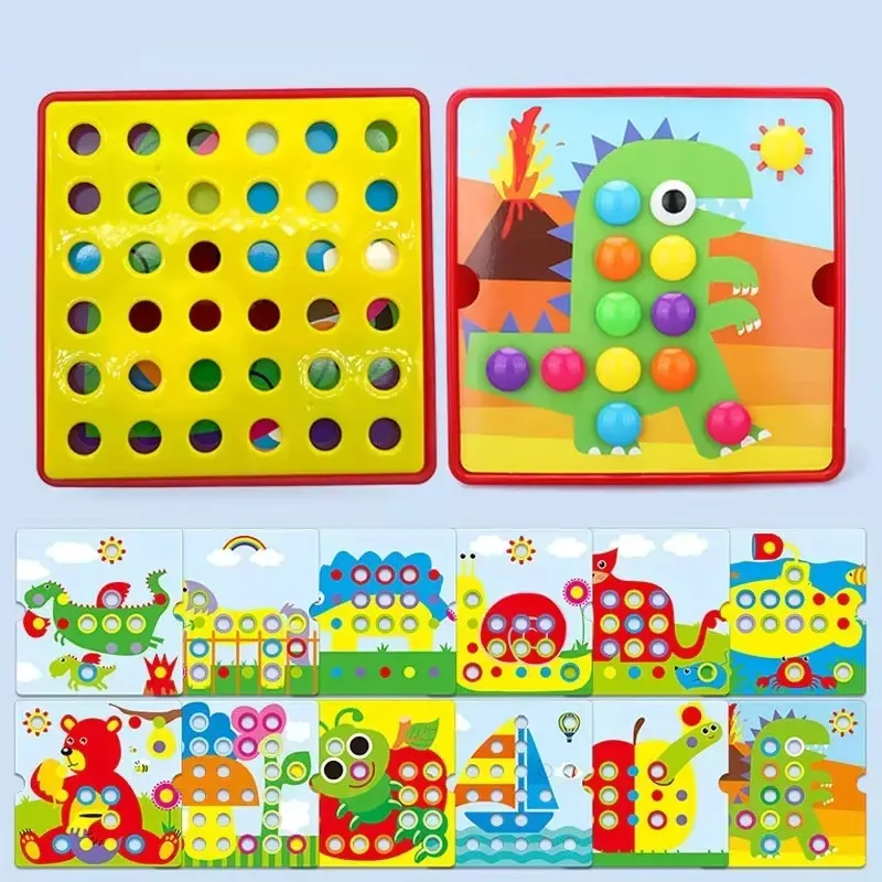3D Mushroom Nail Jigsaw Puzzle Montessori Baby Toy Cartoon Animal Educational Game for Kids Early Learning Children's Gift