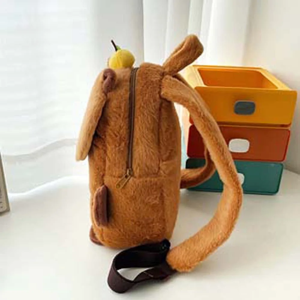 Sac à dos en peluche Capybara épais brodé, léger, Animal de dessin animé, sac de jour en fourrure douce, sac d'école de grande capacité pour garçons