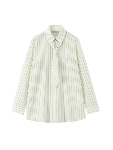 Camisas con cuello tipo Polo a rayas para mujer, blusas con corbata Y2k Vintage elegante de los años 2000, camisa de manga larga para mujer, ropa de moda para otoño 2025