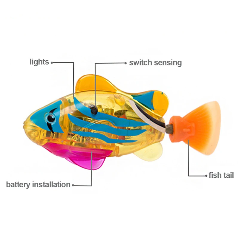 Interactive Electronic Fish Toy Pet Cat Toys Summer Bath Play Swimming Robot Fish with LED Light Water Swim Pool Bathtub Toys