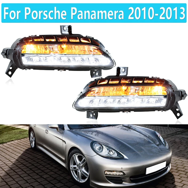 LED Daytime Running Lights For Porsche Panamera 2010 2011 2012 2013 Fog Lights Front Bumper Lights 97063108103 97063108203