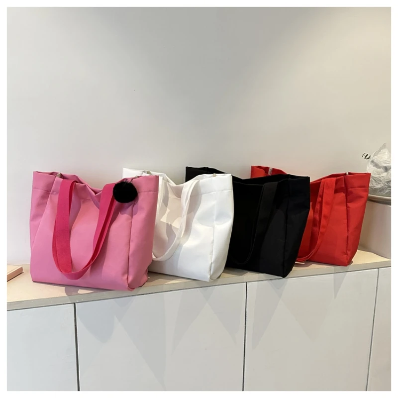 Sac fourre-tout en nylon solide pour femme, sac à provisions réutilisable, sacs à main strucHandbags, grande capacité, décontracté, esthétique, initié, document, mode