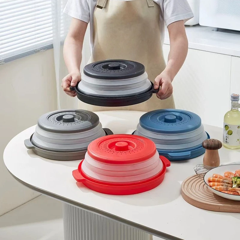 This multi-functional microwave oven heating cover with bottom is a stack of preservation covers and heating folding covers