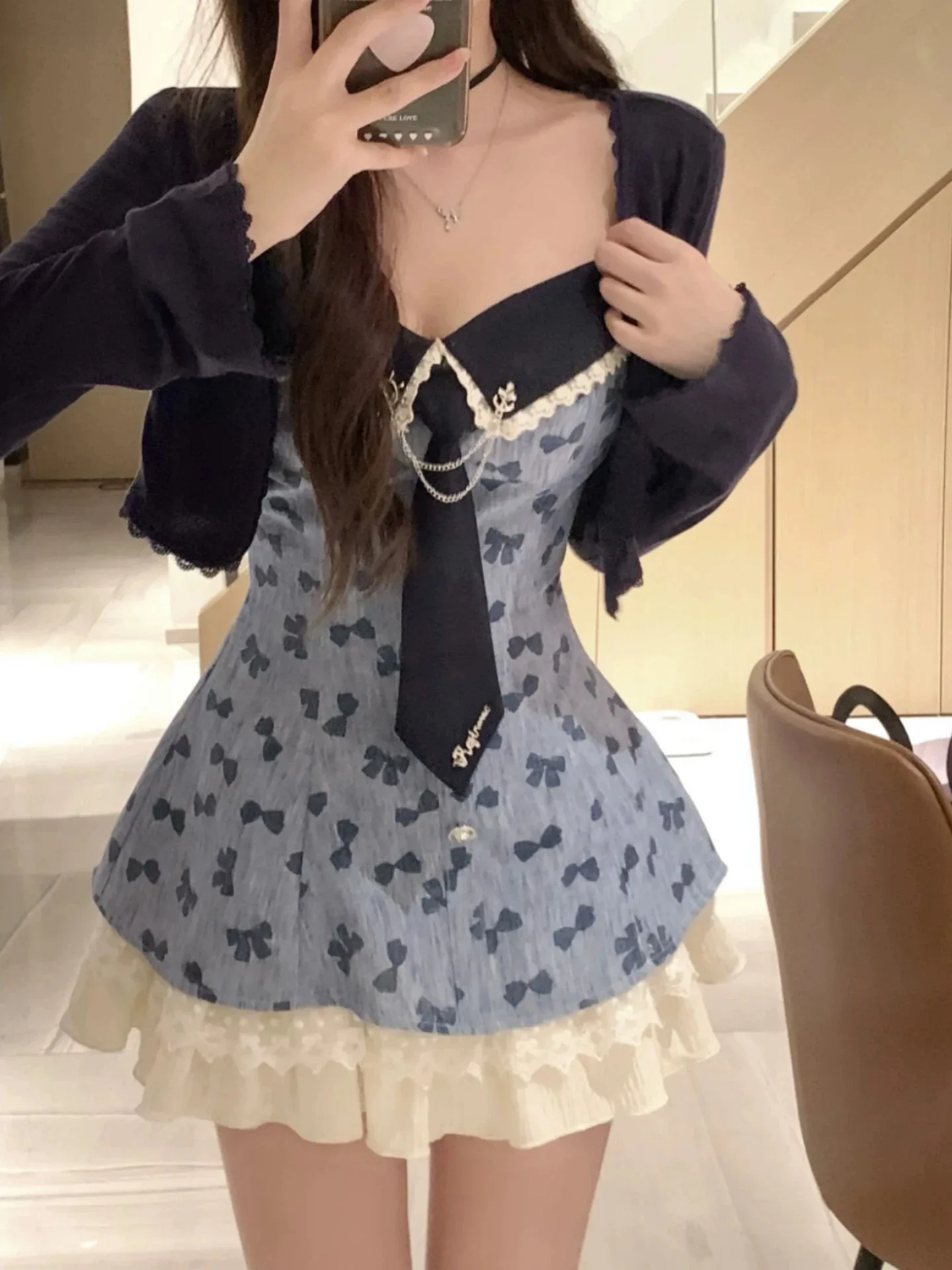 

Pure Desire Sle Women's Summer Dr Set Unique Beautiful Small Skirt Two-Piece Set Spicy Girl Faion Spring Autumn Wear