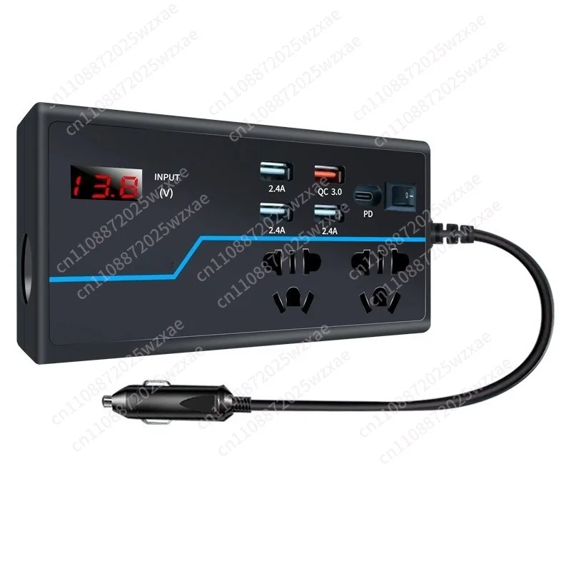 Car charger 150W high-power car charger super fast charger multi-function voltage digital display car inverter