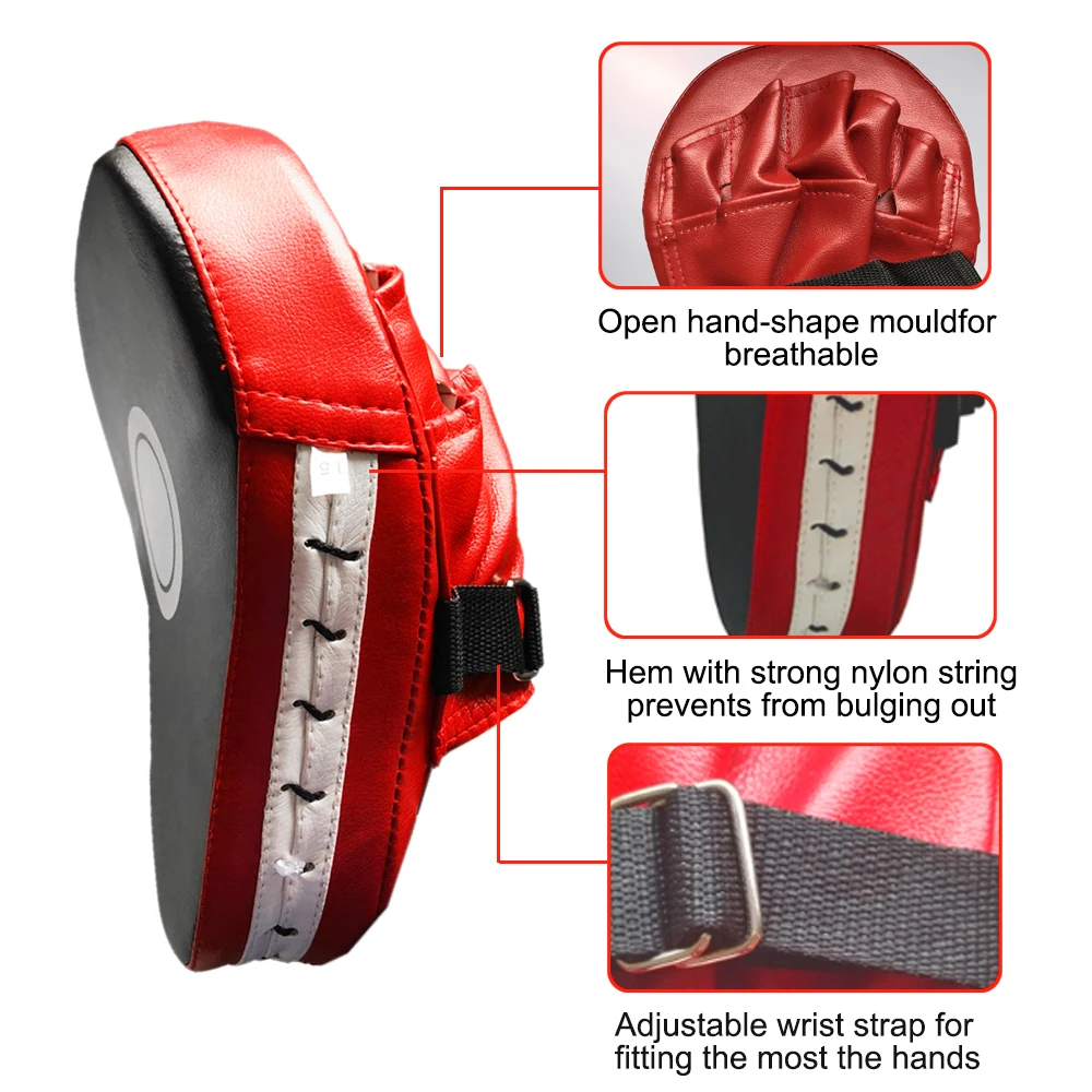 Curved Boxing Muay Thai Hand Target Sanda Training Thickened Earthquake-resistant Curved Baffle PU Leather 5-finger Hand Target