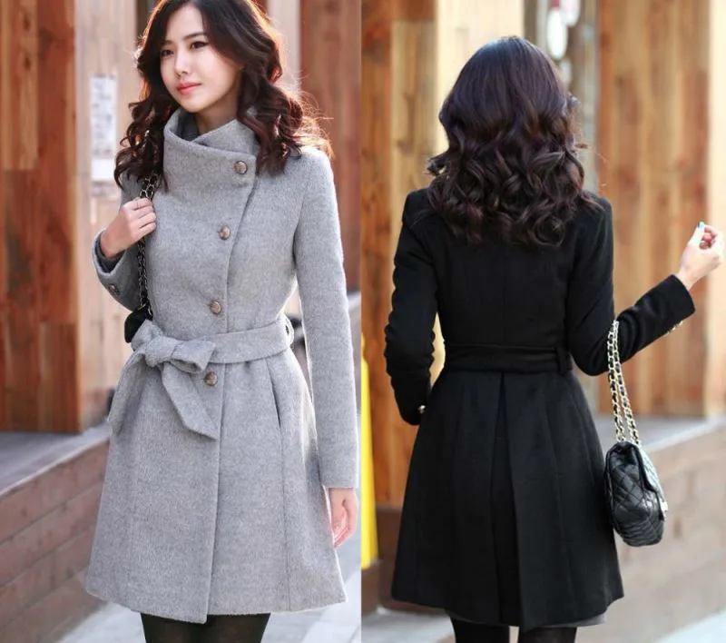 Donne 2022 New Fashion risvolto cappotto di lana donna autunno inverno Manteau Femme soprabito cotone miscelazione cappotti lunghi e sottili di alta qualità