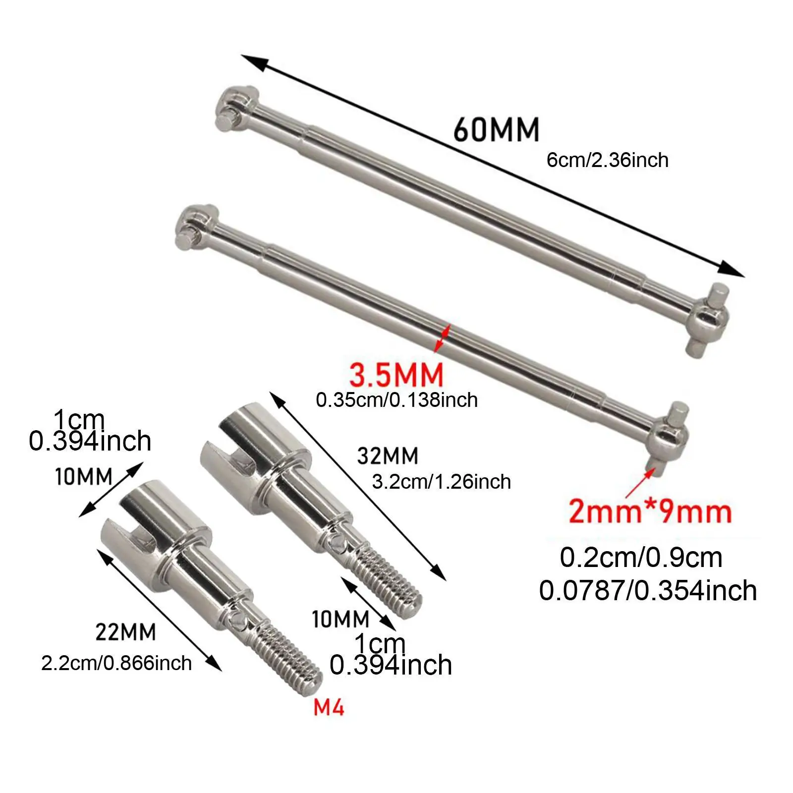 

RC Metal DIY Drive Shaft 1/16 Parts Front Rear Upgrade for Electric RC Car 4x4 Model Assembly