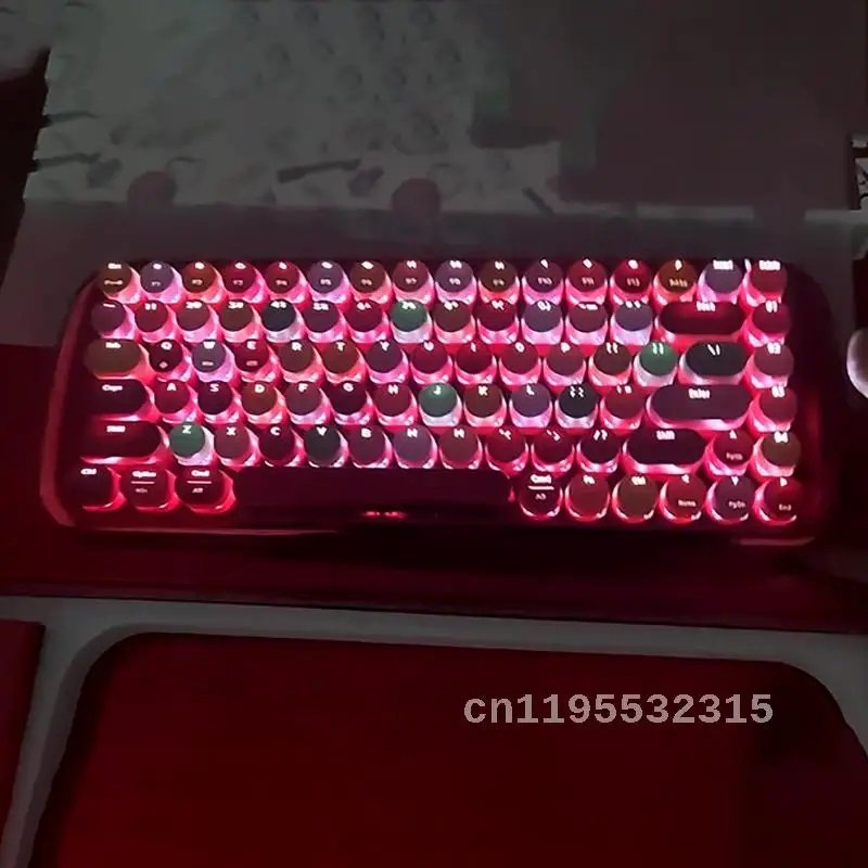 Real Mechanical Green Axis E-sports Wired Keyboard Girls Cute Retro Light Adjustable Round Key Cap USB Laptop Keyboard