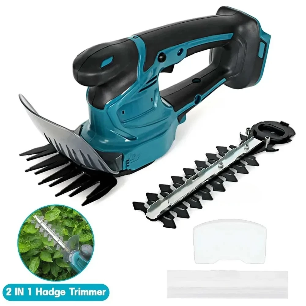 21V 2 IN 1 Cordless Electric Hedge Trimmer Rechargeable Handheld Grass Cutter Garden Shrub Scissors Tool Fit Ma kita 18V Battery