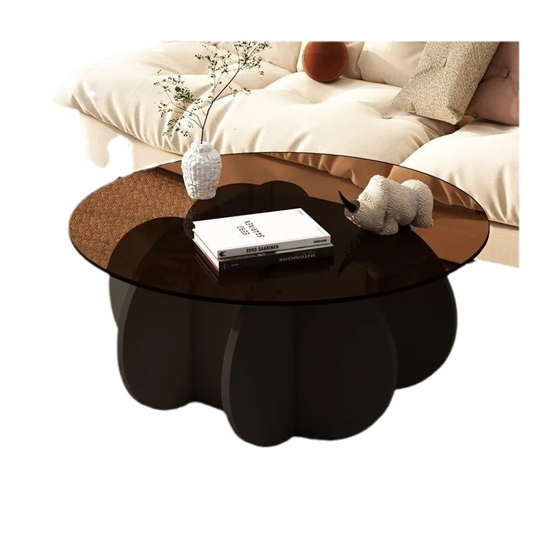 

Glass coffee table light luxury modern living room household small apartment