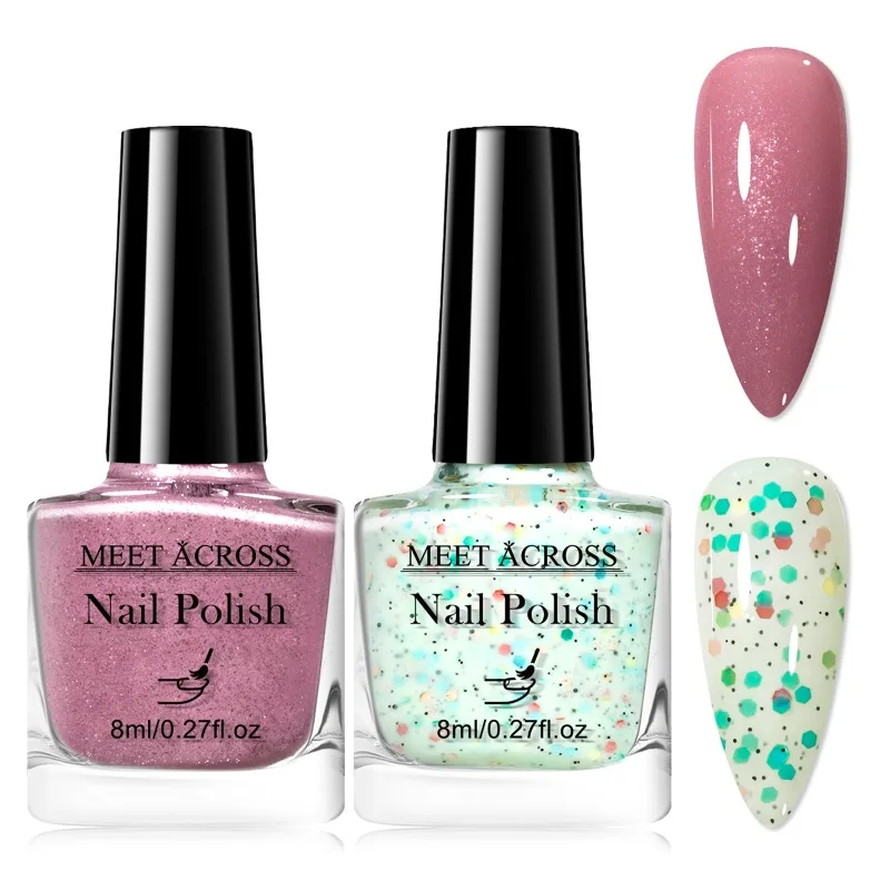 2 قطعة/المجموعة 8 مللي النبيذ الأحمر الوردي مسمار البولندية NoWipe الأعلى نقع قبالة الأشعة فوق البنفسجية LED مسمار ورنيش بريق اللون ملصقات الأظافر مجموعة مستلزمات الأظافر #5