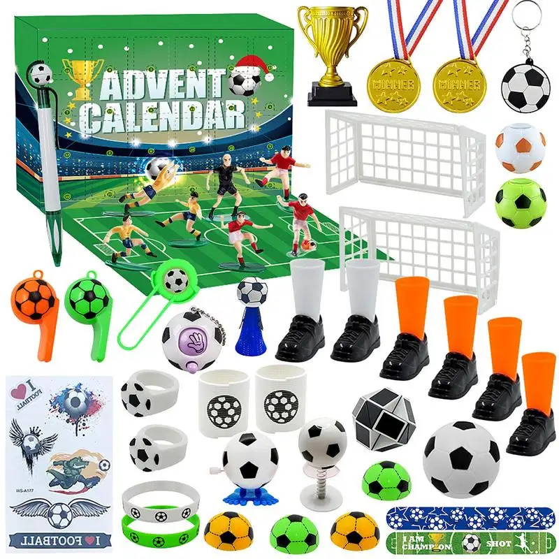 2024 Christmas Advent Calendar Football Theme Building Blocks Xmas Countdown Calendar Stress Relief Toy for Kids Christmas Gifts