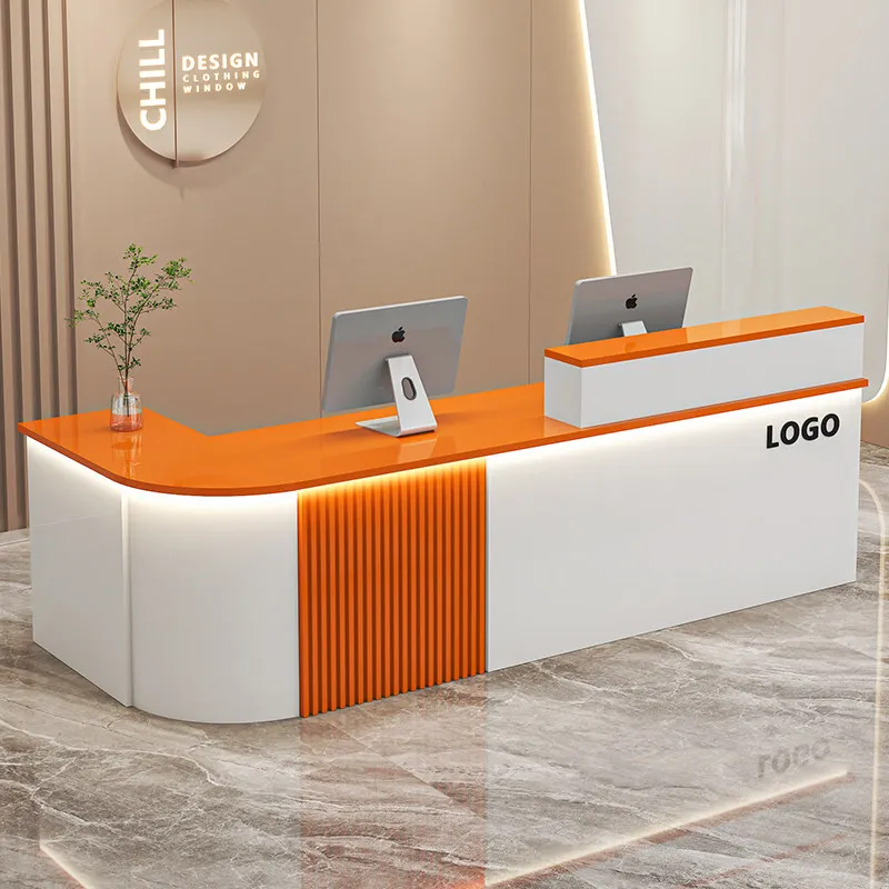 QT-204X Leather Bar Counter Simple Modern Minimalist Reception Desk Workbench With Drawer For Clothing Store Beauty Salon