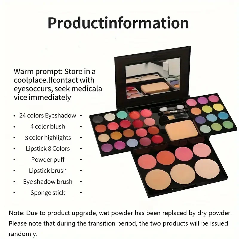 39-kolorowe pudełko na kosmetyki Zestaw cień do powiek Zestaw pudru do różu Combo Początkująca paleta do makijażu Nude Makeup Performance Makeup Box Set