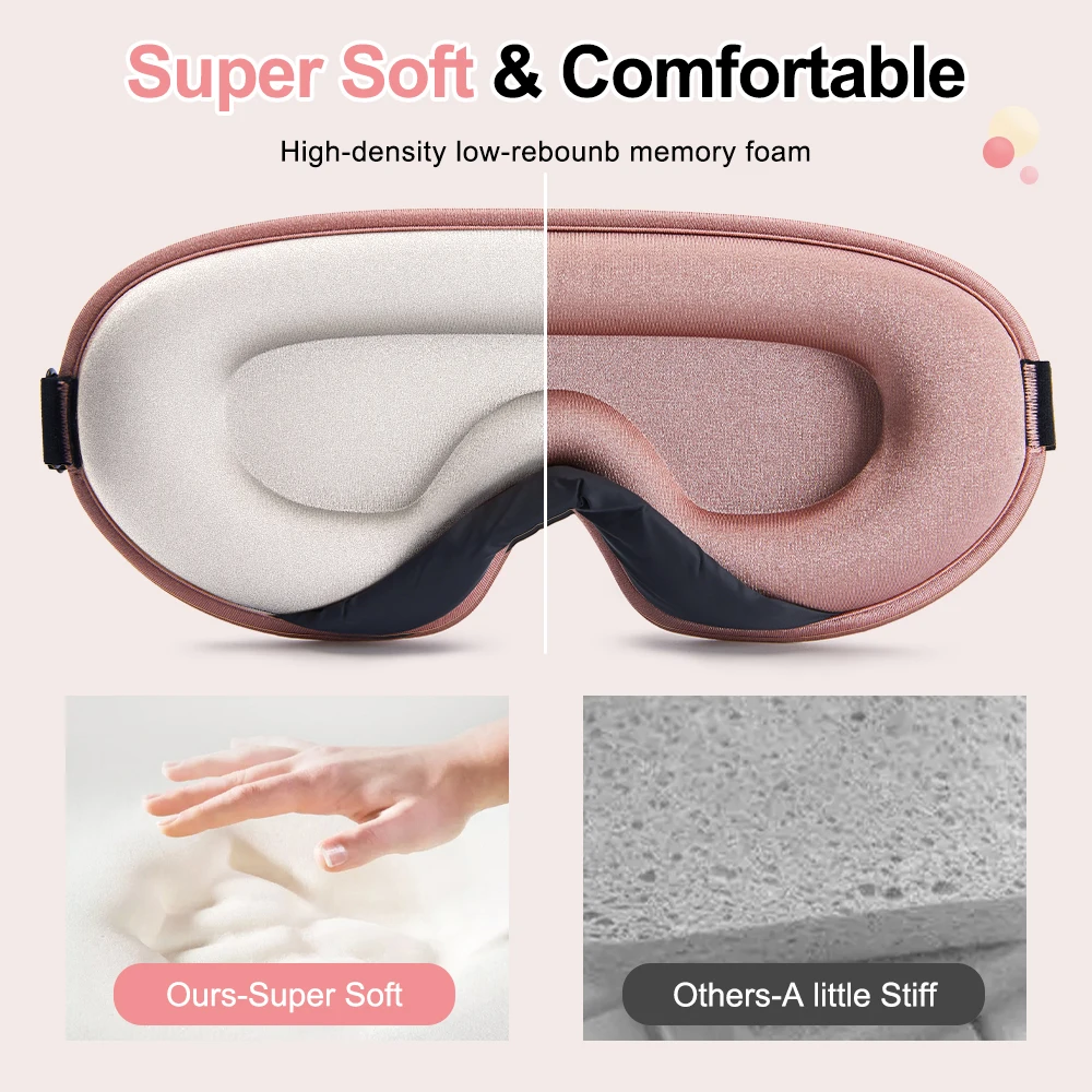 3D Memory Foam Silk Sleeping Mask Eye Patches Breathable Lightproof Comfortable Sleep Mask for Eyes Suitable for Home Travel Nap