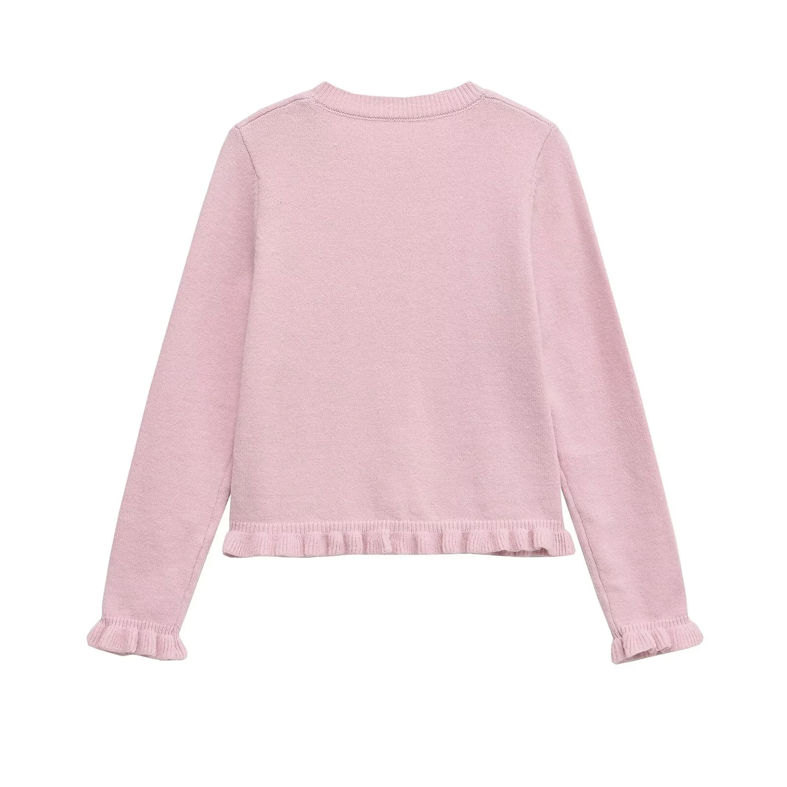 Nowa damska kurtka dzianinowa na jesień 2025, casualowa, modna, prosta, warstwowa, ozdobna, z okrągłym dekoltem i długim rękawem.