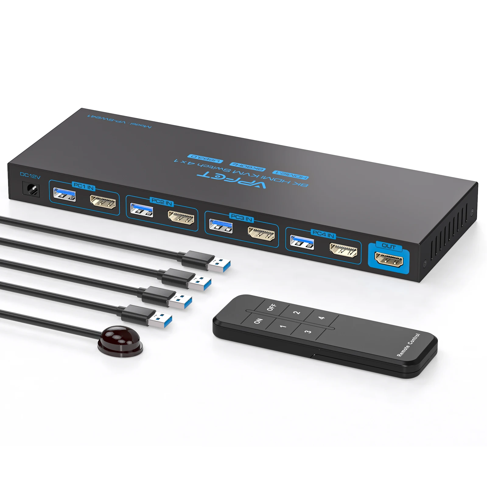 

Квм-переключатель USB 3,0, 4 компьютера, 1 монитор, 8K @ 60 Гц, HDMI, 4 порта, квм-переключатели для 4 ПК, Share 1 монитор и 4 USB 3,0 устройств, такой