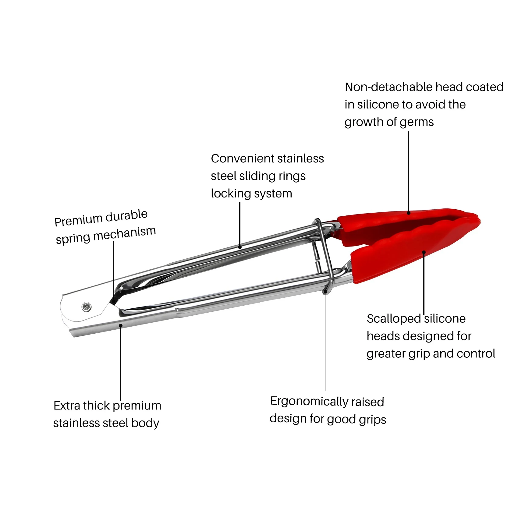 실리콘 팁이 있는 질적 소형 집게 7인치 주방 집게 - 3개 세트 - 음식 제공, 요리, 샐러드, 굽기에 적합