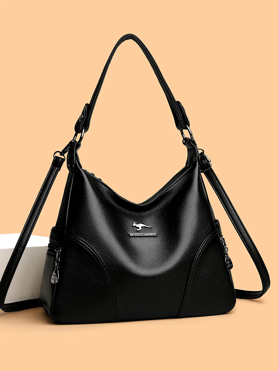 

Top Layer Cowhide Leather Women's Multi-Layer Large Capaci Faionable oulder Bag Crossbody Bag Casual Simple Sle