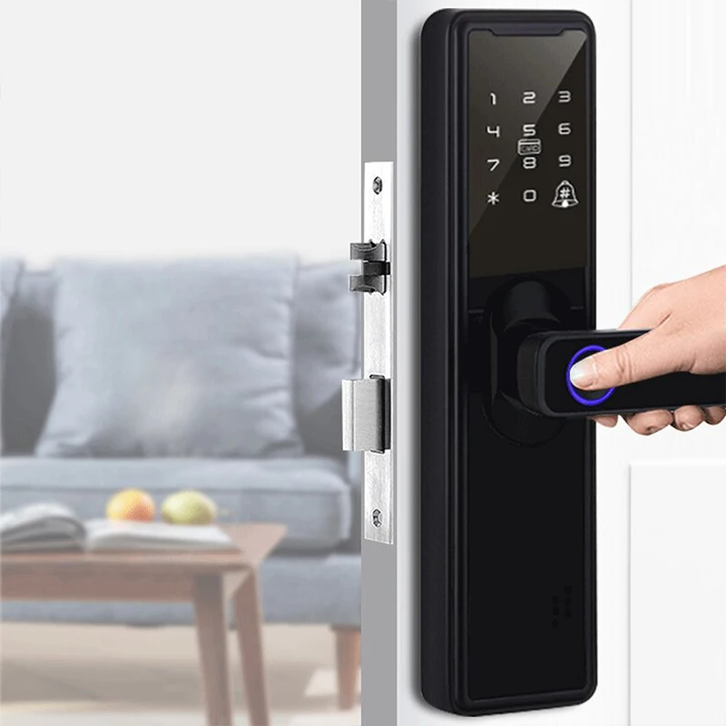 Inteligente biométrico Fingerprint Porta Handle Lock, Digital Keyless Lock, Wi-Fi App