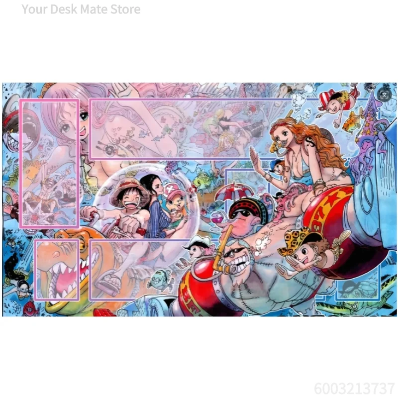 One Piece Fishman Island TCG Playmat with Zones Large Desk Mat for Card Game