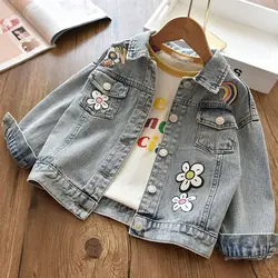 Baby Girls Denim Jacket Spring Autumn Kids Jean Coat For Girls Sweet Little Princess Outerwear Children Clothing 3-12Years