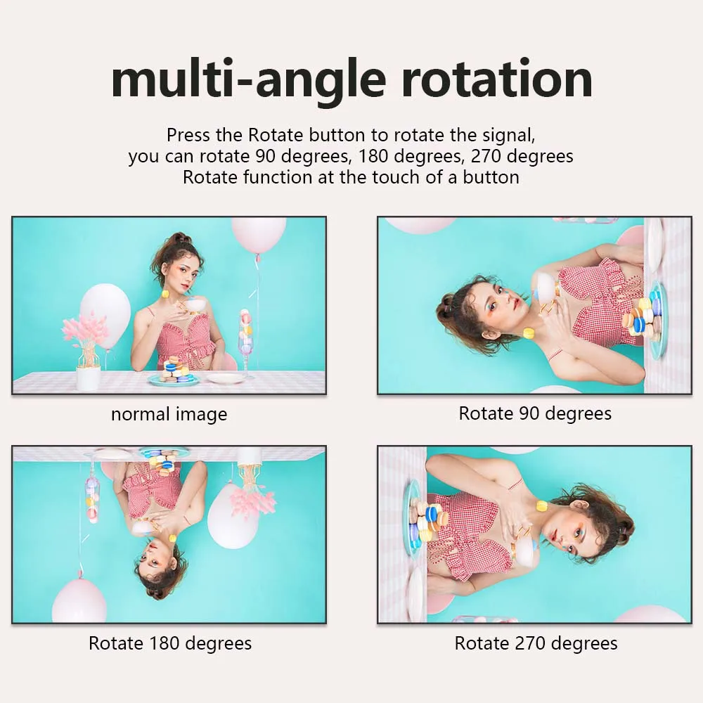 Picture 3: HDMI Video Image Screen Rotator 90Degrees 180/270  Degrees Rotation for HDMI 1 Input 4 Output One-key Rotatior Processor 1080P