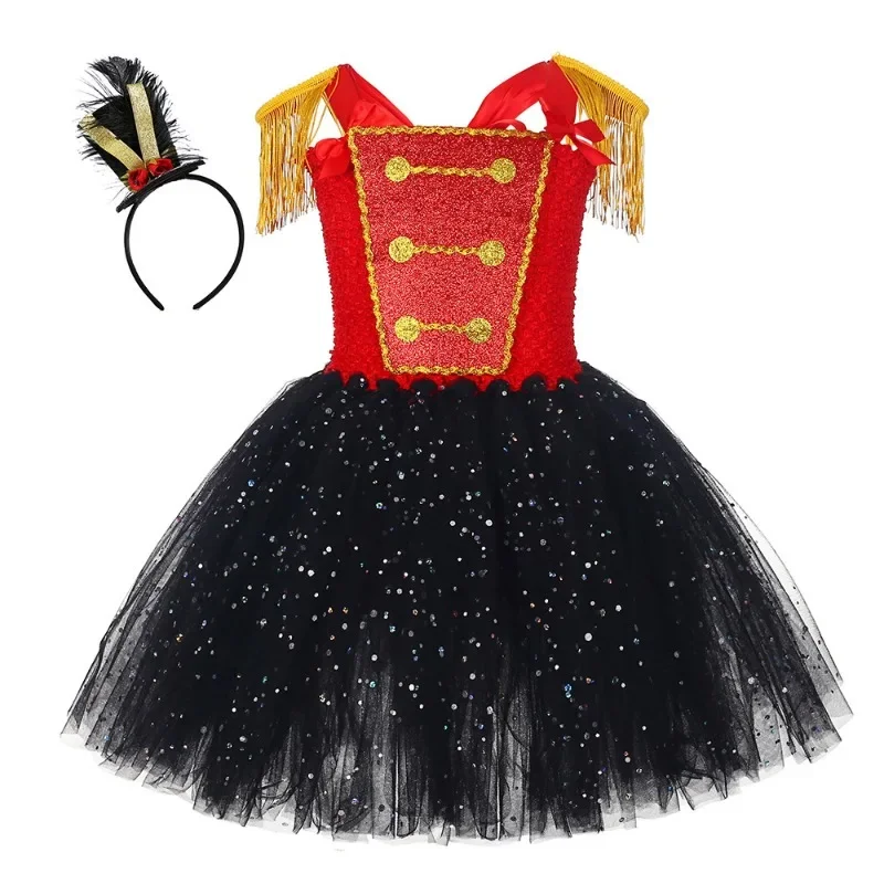 

Halloween Kids Girls Circus Costume Halloween Cosplay Sequin Mesh Tulle Tutu Dress Carnival Party Stage Performance Dancewear