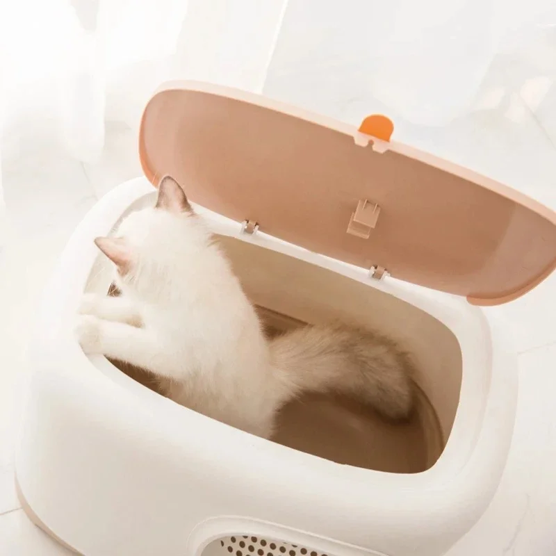 Cat House Fully Enclosed Cat Litter Sand Box Drawer Type Cats Toilet Deodorizing Kitten Bedpans Anti-splash for Cat Litter Tray