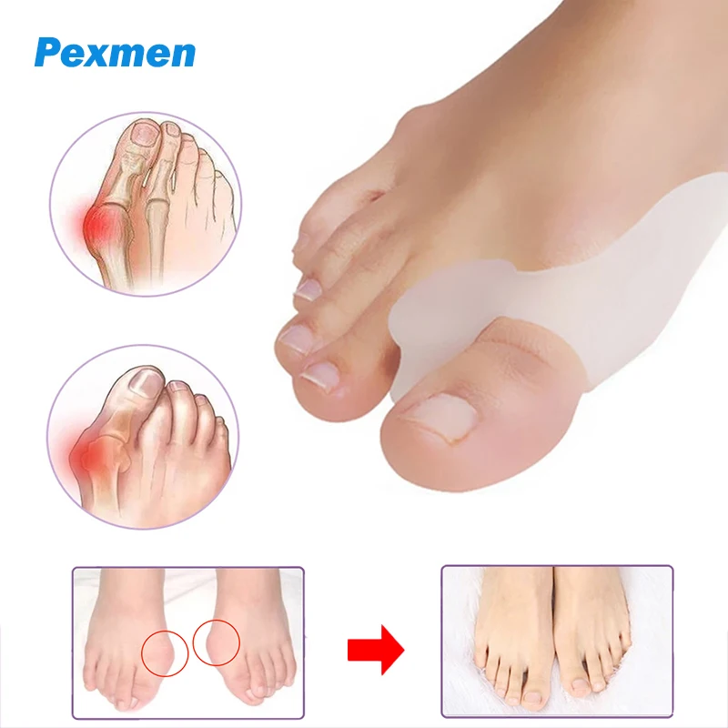 Pexmen 2Pcs Bunion Cushion Protector Bunion Corrector Pads with Separator for Big Toe Pain Relief Calluses Blister and Corns