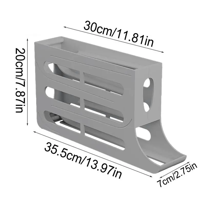냉장고 용 계란 홀더 자동 롤링 냉장고 계란 주최자 4 층 슬라이드 드롭 트레이 선반 RV 용 공간 절약형 명확한 가시성