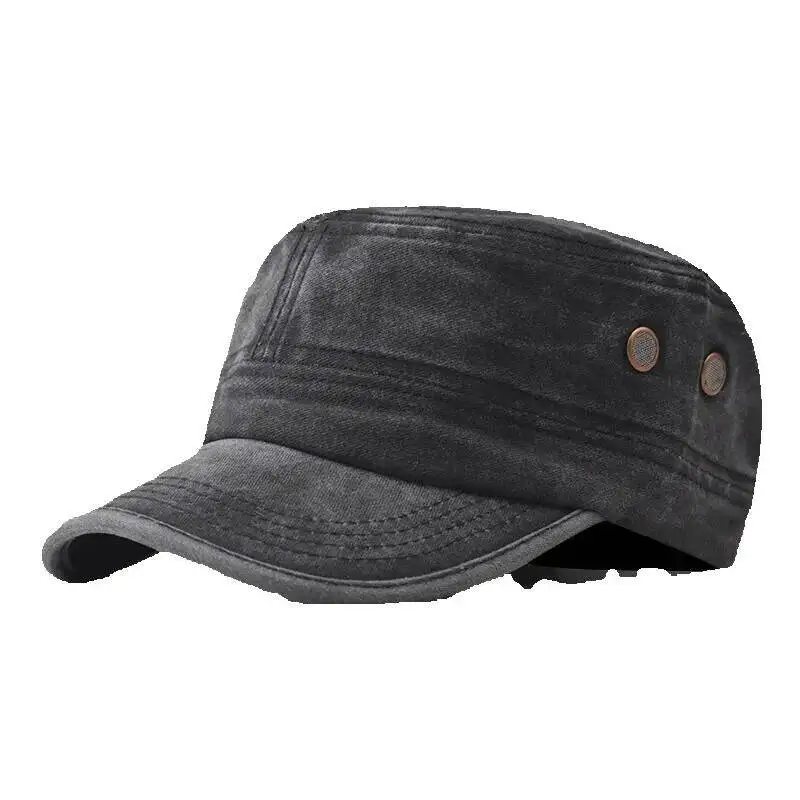 

Fashion Men's Military Washed Vintage New Sun All-Cotton Flat Top Hat