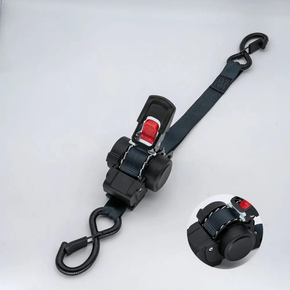 Retractable Cargo Binding Belt For Truck Trailer Boat Heavy Duty Polyester Secure Ratchet Tie Down Tool With S Hook