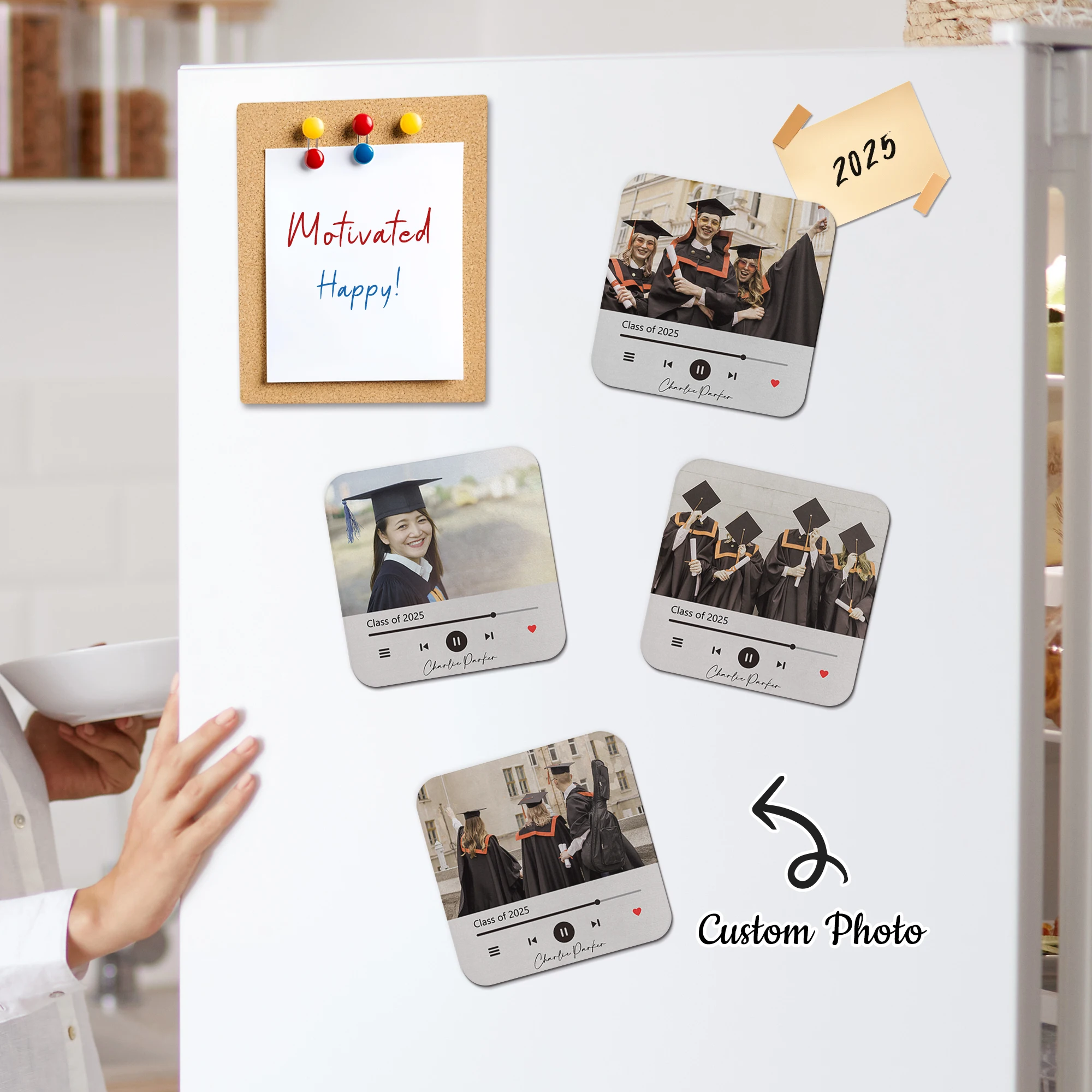 

Personalized Music Graduation Photos Refrigerator Magnets Custom Album Cover Anniversary Gift Kitchen Dining Room Home Decor