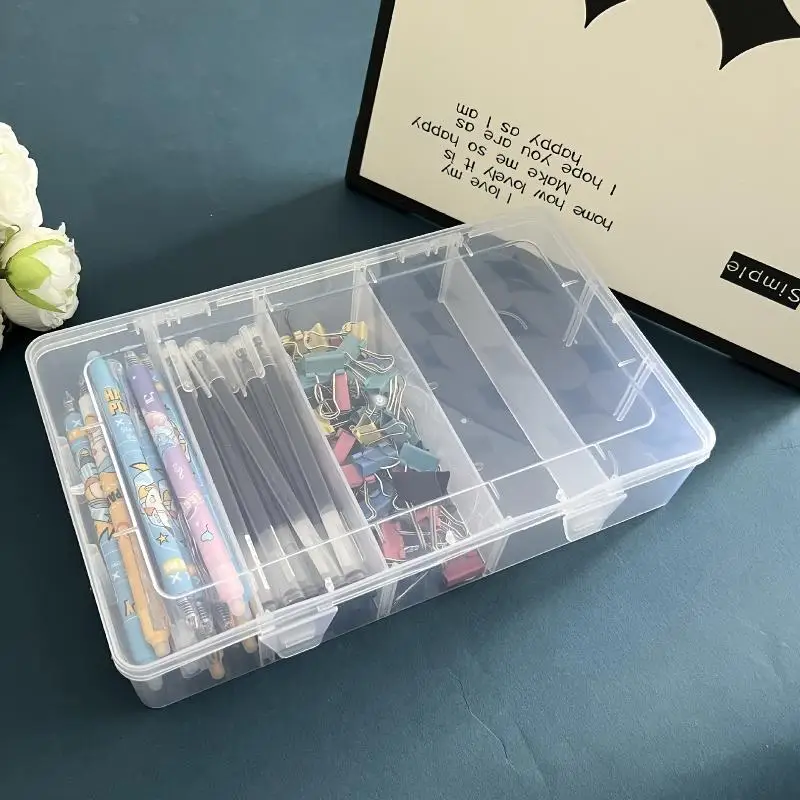 Clear Plastic Storage Box Portable Compartment Organizer Multipurpose Case For Stationery Hardware Small Parts Home Office Use