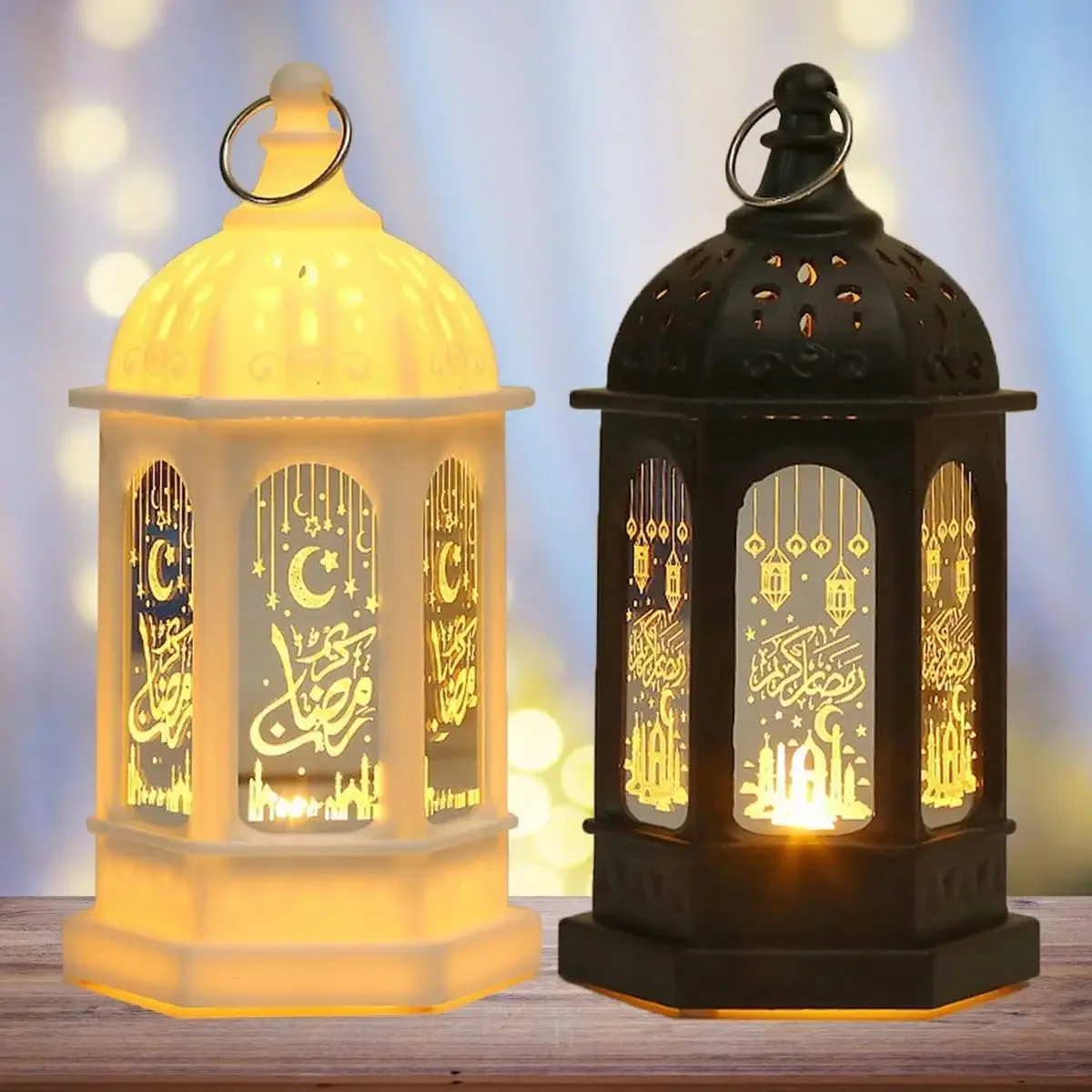 

Ramadan Decorations Lantern, LED Eid Mubarak Lamp,Ramadan Festival Table Light,Vintage Lantern Home Decoration Gift for Tabletop