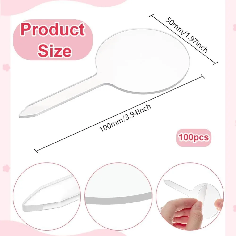 100Pcs Clear Acrylic Cupcake Toppers 2Inch Round Blank Cupcake Topper Sticks for DIY Birthday Festival Party Wedding Party